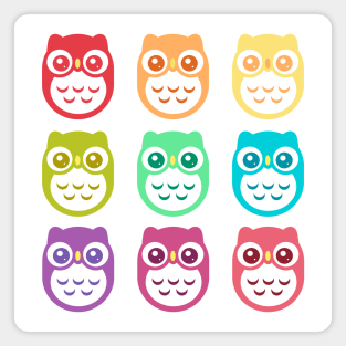 Rainbow Cute Pastel Baby Owls Magnet